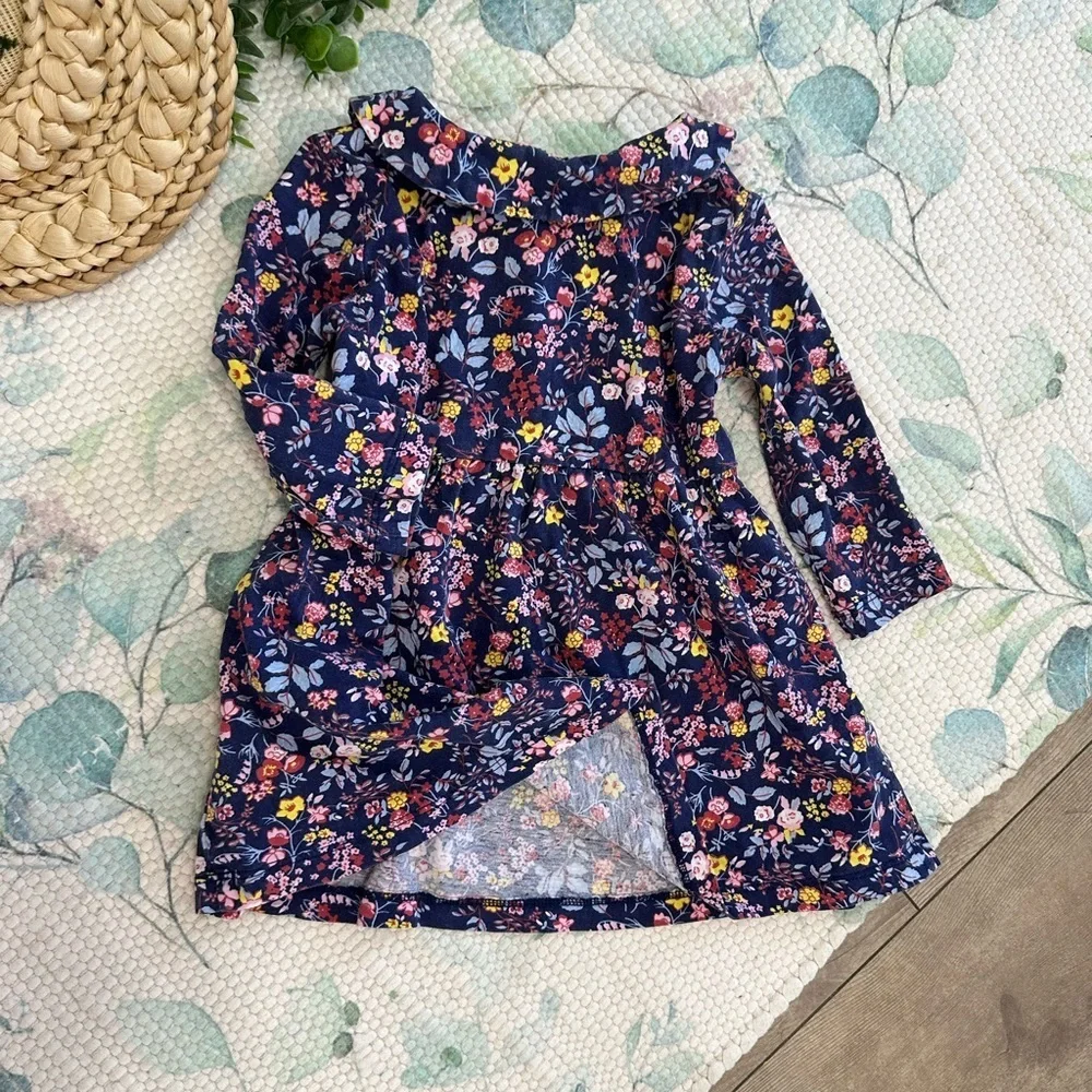 Vintage Toddler Girl’s Boho Cotton Floral Long-Sleeve Dress size 2T Fall